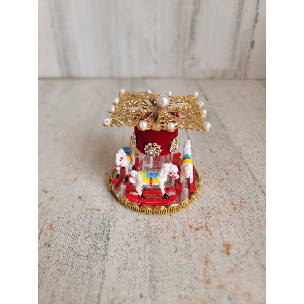 Vintage 3D pushpin beaded carousel circus ornament Xmas horse pony unique